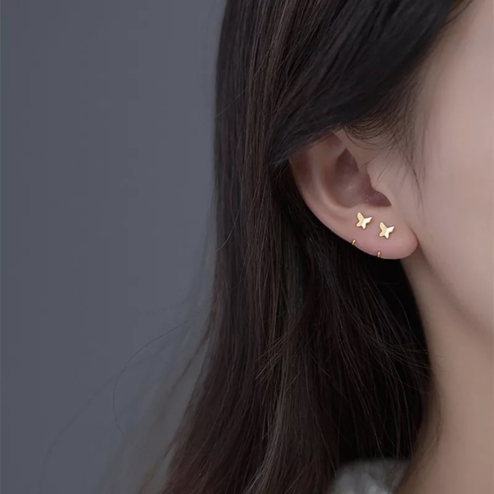New 18K Gold Vermeil Sterling Silver 925 Butterfly Earrings